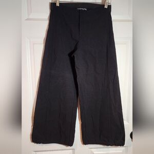 Equestrian Stretchy Black Cropped Wide Leg Pants Adjustable Bottom Hem S
